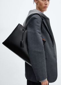 Mango Solid Minimalist Black Tote Bag