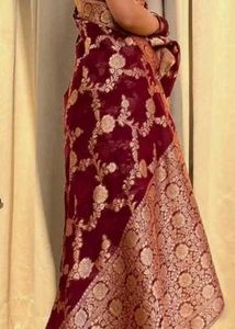 Elegant Red &amp; Gold Silk Benarasi Saree