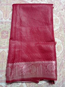 cherry Red Silk Saree