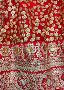 Red Heavy Embroidery Sequence Work Lehenga Choli.