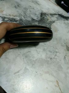 Wooden Bangle with Gold Stripes