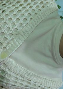 Crocheted Off White Top