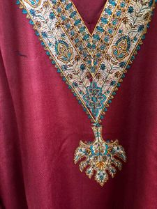 Maroon Embroidered Kashmari Kurta Set
