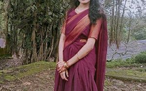 Elegant Maroon Saree with Gold Border