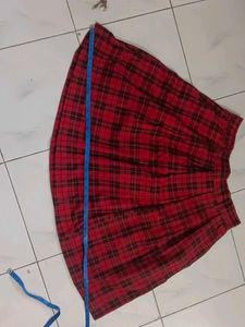 Red Plaid Pleated Skirt, uniform skirt