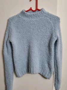 Blue Fuzzy Knit Sweater