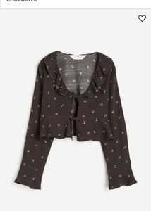 Floral Ruffle Tie-Front Cardigan