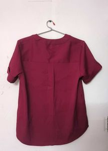 Burgundy Button-Down Top