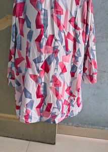 Abstract Print Smocked Tunic