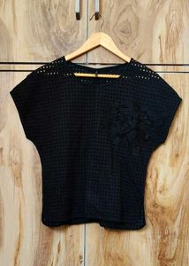 Chic Black Lace Top si,e-36