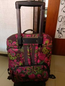 Floral Print Wheeled Travel Bag