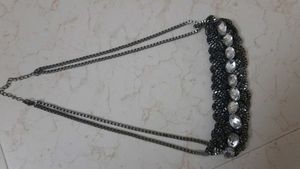 Party Wear With denim Or Dress .gunmetal Necklace