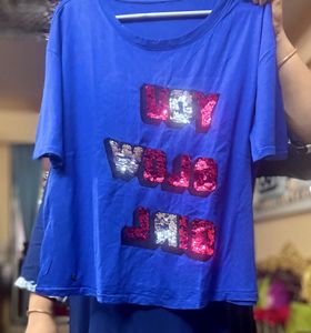 Royal Blue Sequin Graphic Tee