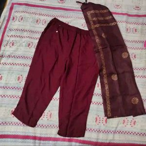 Burgundy Embroidered Kurta Set