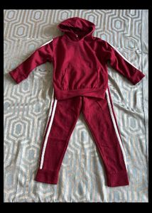 Kids Maroon Hoodie & Pants Set