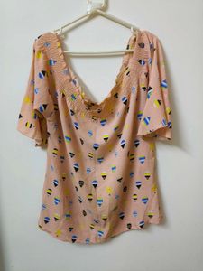 Peach Printed Top
