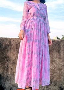 Pink Floral Print Dress