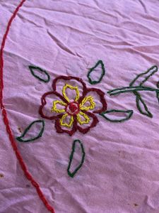 Pink Embroidered Heart Decor