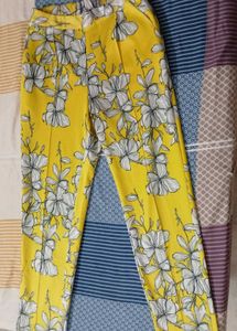 Floral Print Yellow Pants