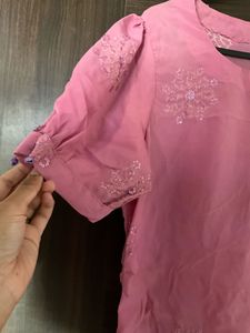 Pink Embellished Kurti DRESS 🩷☀️