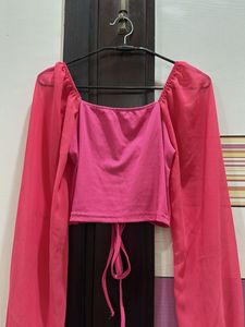 Pink Ruched Crop Top
