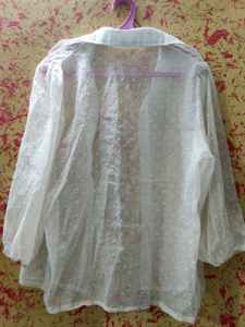 White Sheer Placket Blouse
