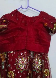 Embroidered Maroon Lehenga
