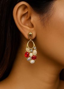 Vintage Gold Tone Gemstone Earrings
