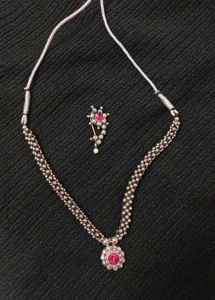 Oxidized Silver Necklace & Nose Pin