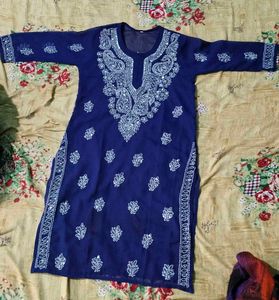 Elegant Blue Embroidered Kurti