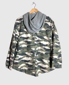 H&amp;M Divided Hooded Camo Shirt Shacket