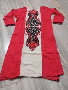 Elegant Red Embroidered Kurta