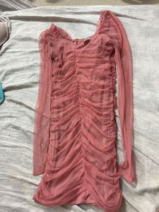 Pink Ruched Mini Dress