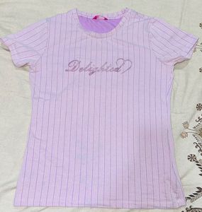 Striped "Delighted" Tee