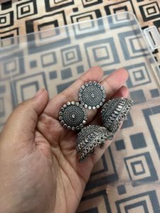 Oxidized Jhumka Earrings