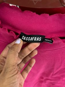 Sassafras Pink Coloured College Wear Crop Top