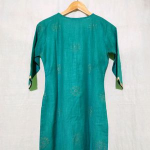 Libas Teal Green Straight Kurti