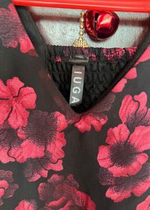 Floral Print Black and Pink Dress