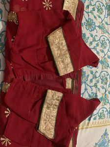 Red &amp; Gold Embellished Saree
