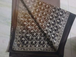 Elegant Brown &amp; Gold Saree