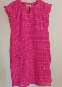 Cotton Silk Straight Kurta Pink