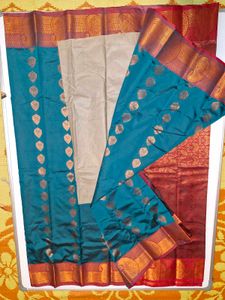 Elegant Teal &amp; Red Saree