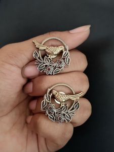 Bird and Floral Stud Earrings