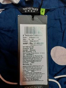 Navy blue and white printed sleep shirt