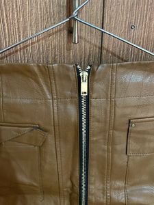 Leather Skirt Coffee Elegant Brown