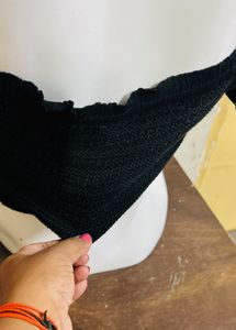 Black Smocked Crop Top