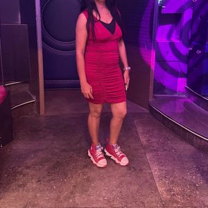 Red Ruched Bodycon Dress