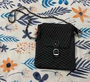 Black Woven Crossbody Bag