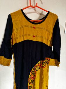 Pretty mustard and black colour kurta - 2XL