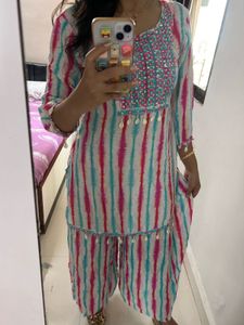 Ethnic Kurti Palazzo Set + Combo Belly
